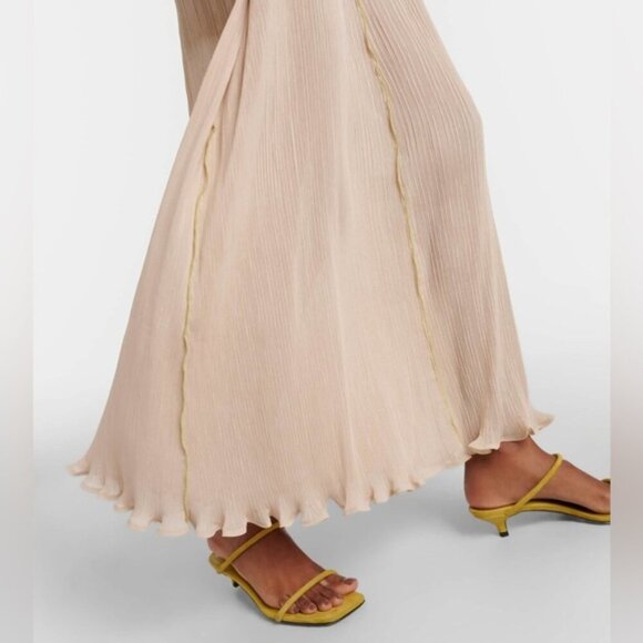 NEW Toteme Plisse Crinkled Scoop-Neck Maxi Dress in Cream Beige | size 32 / US 0 - Picture 4 of 14